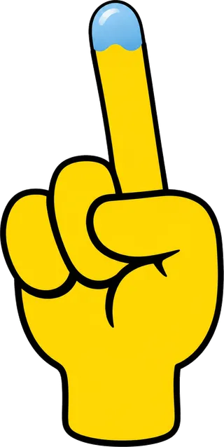 Cartoon-Zeigefinger mit Wassertropfen an der Spitze