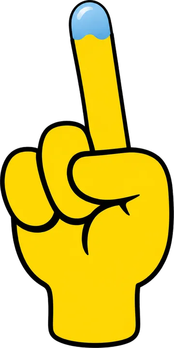 Cartoon-Zeigefinger mit Wassertropfen