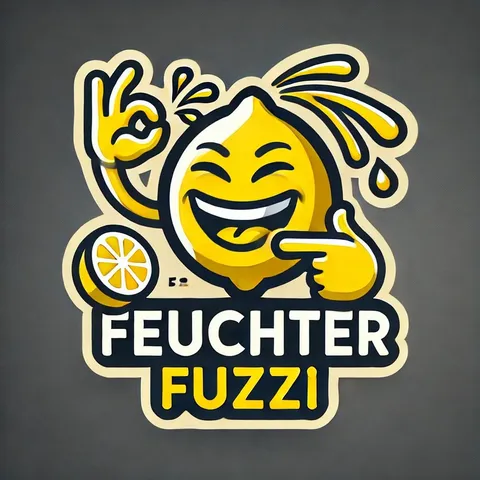 Früher Logo-Entwurf: lachende Zitrone zeigt auf sich selbst